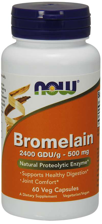 NOW Bromelaina, 500 mg, 60 kapsułek roślinnych