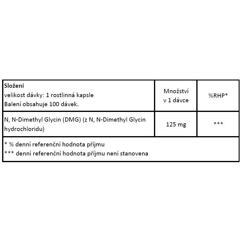 Now® Foods NOW DMG (Dimethylglycin), 125 mg, 100 rostlinných kapslí Obrázek