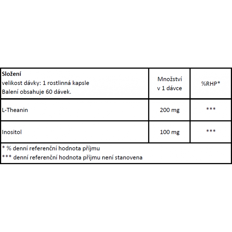 Now® Foods NOW L-Theanine s Inositolem Double Strength, 200 mg, 60 rostlinných kapslí Obrázek