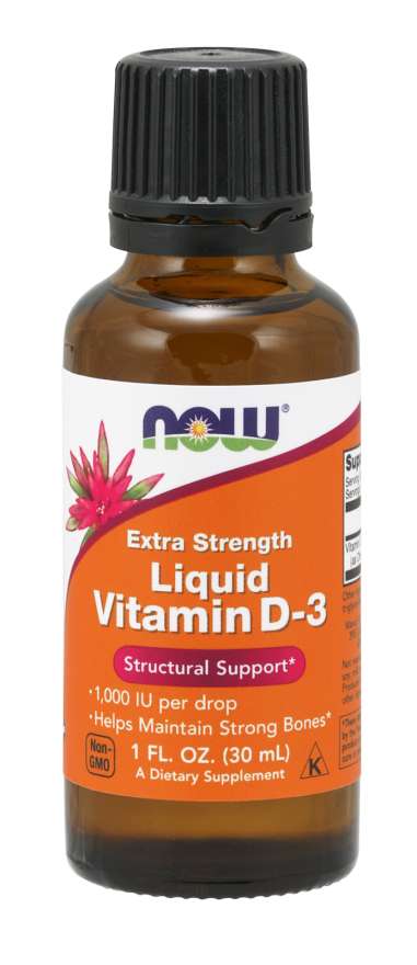 Now® Foods NOW Tekutý vitamin D3 Extra silný, 1000 IU v 1 kapce, cca 1071 dávek, 30 ml