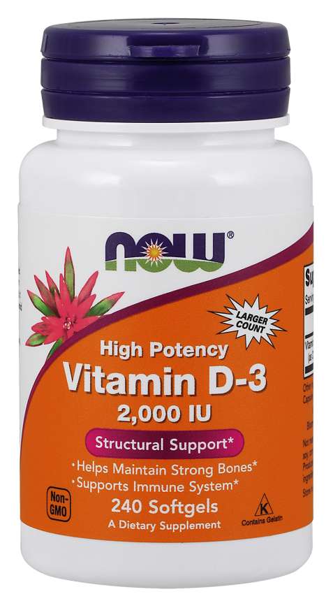 Now® Foods NOW Vitamin D3, 2000 IU, 240 softgel kapslí Obrázek