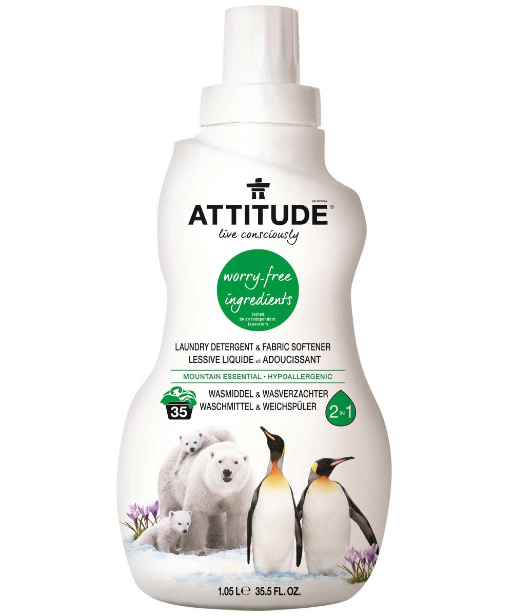 Attitude - Żel do prania 2w1 i płyn do płukania tkanin o zapachu Mountain Essentials, 1050ml