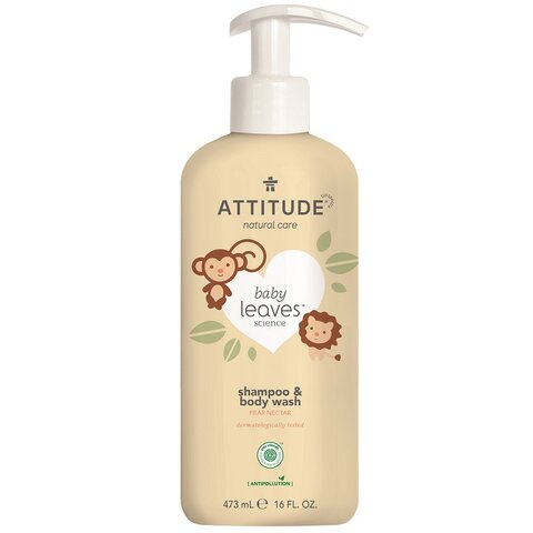 Attitude - Dětské tělové mýdlo a šampon 2v1 - Baby leaves s vůní hruškové šťávy, 473ml Obrázek