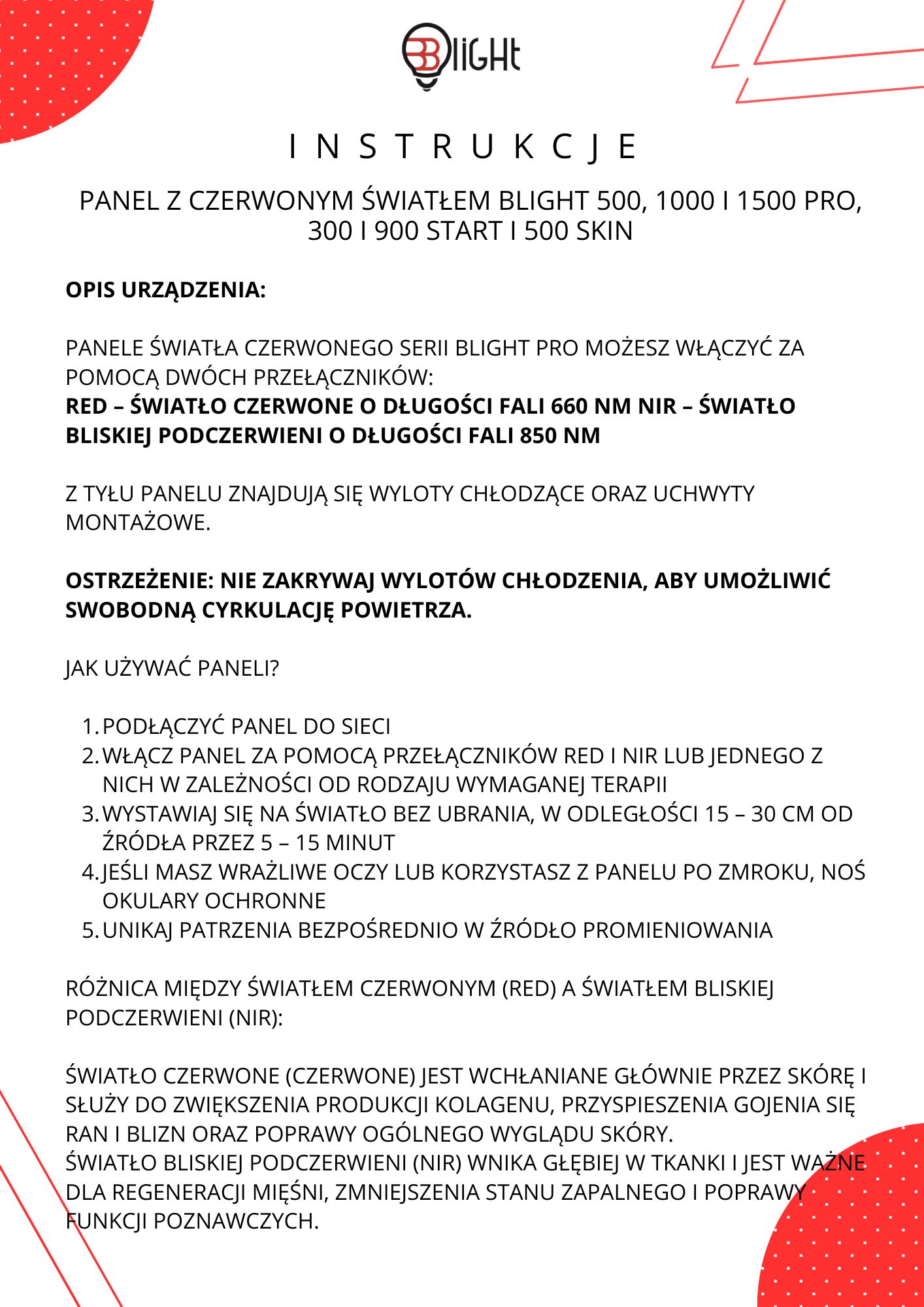 Red light panel Blight 500 PRO Obrázek