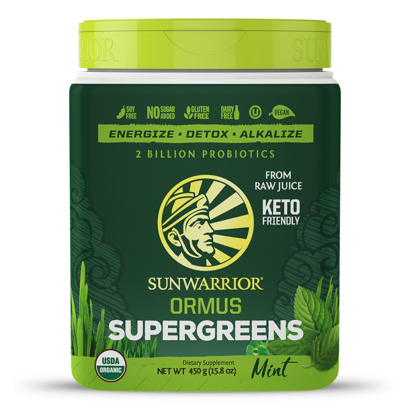 Sunwarrior Ormus Warrior Super Greens Bio 450 g - máta Obrázek