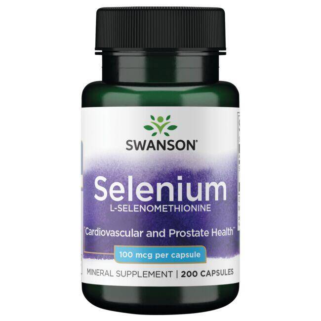 Swanson Selenium (L-selenomethionine), 100 mcg, 200 kapslí Obrázek