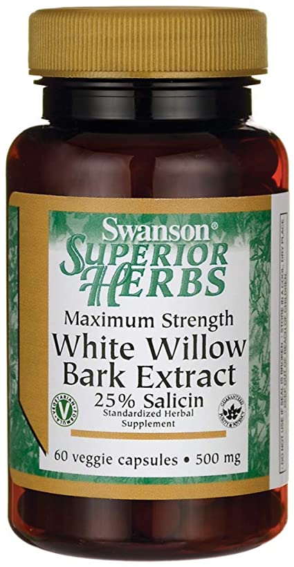 Swanson White Willow Bark Extract (extrakt z Vrby bílé) 500 mg, 60 rostlinných kapslí