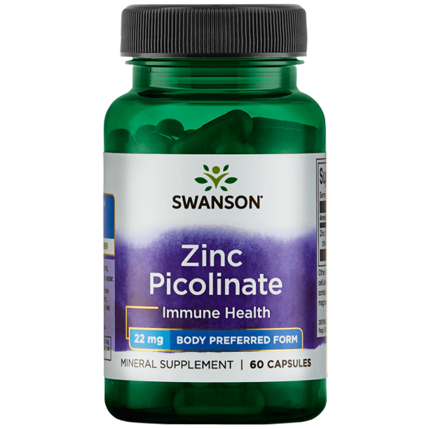Swanson Zinc Picolinate, Zinek Pikolinát, 22 mg, 60 kapslí