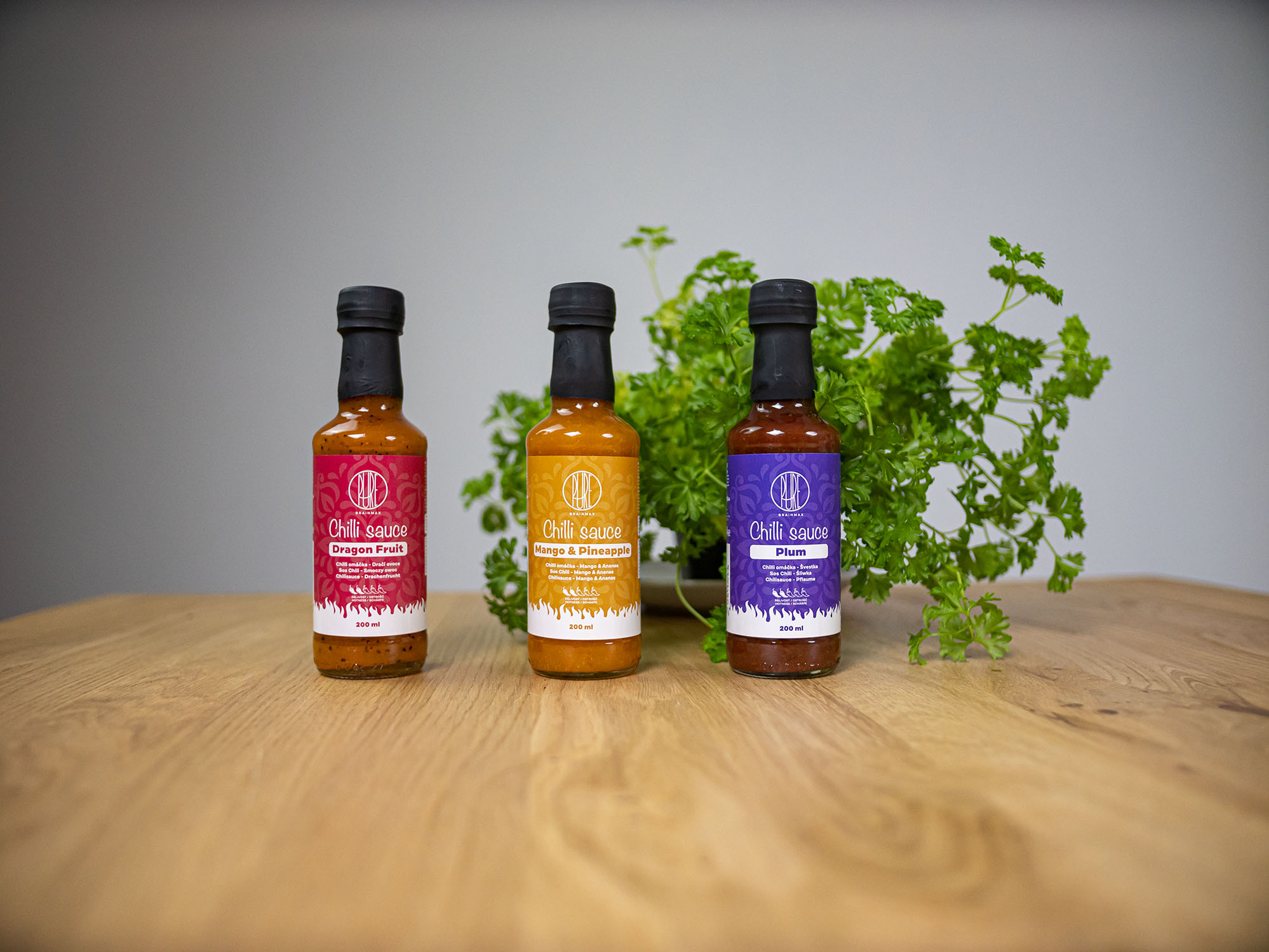 BrainMax Pure Chilli sauce, Mango & Ananas (chilli omáčka, mango a ananas), 200 ml Obrázek