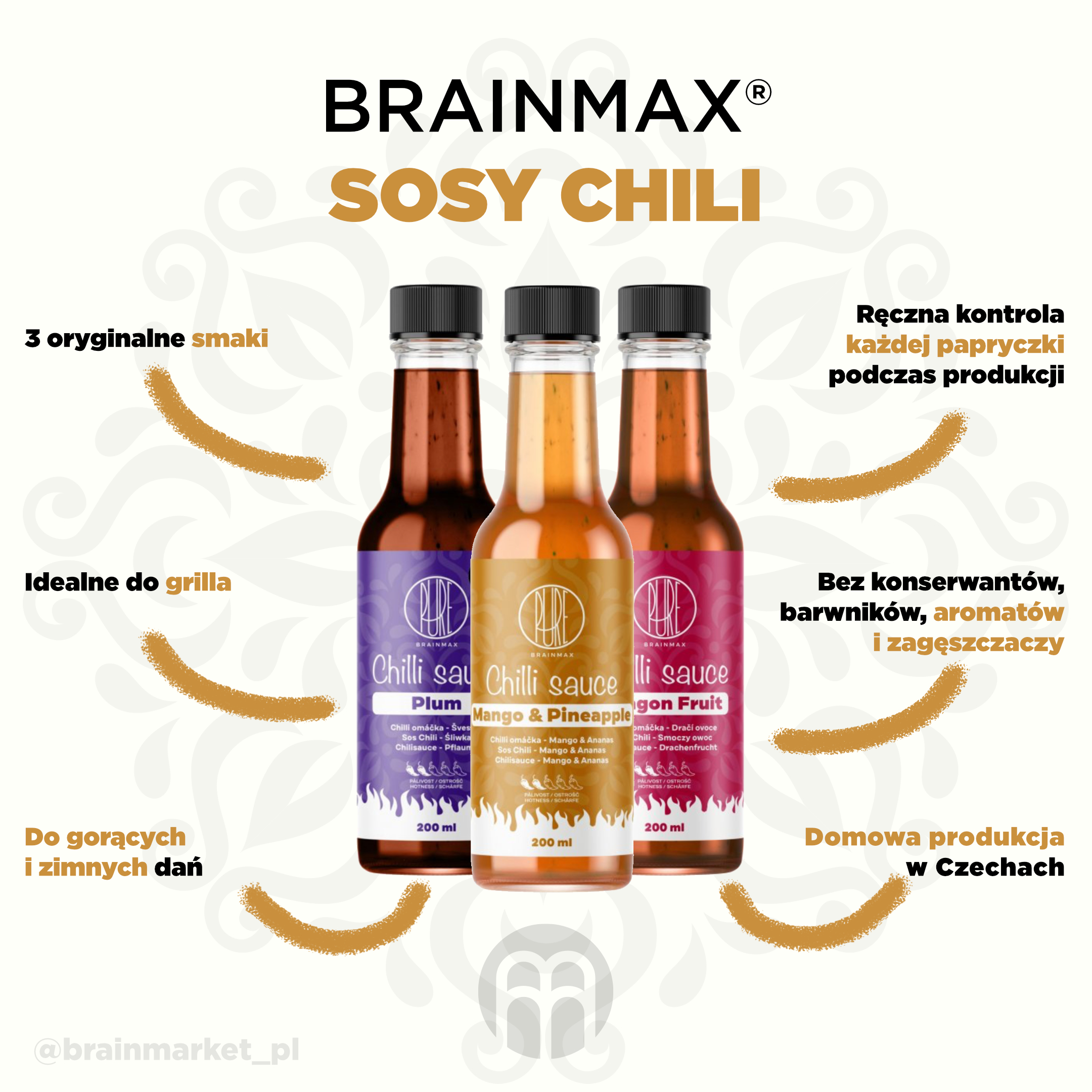 BrainMax Pure Chilli sauce, Plum (chilli omáčka, švestka), 200 ml Obrázek
