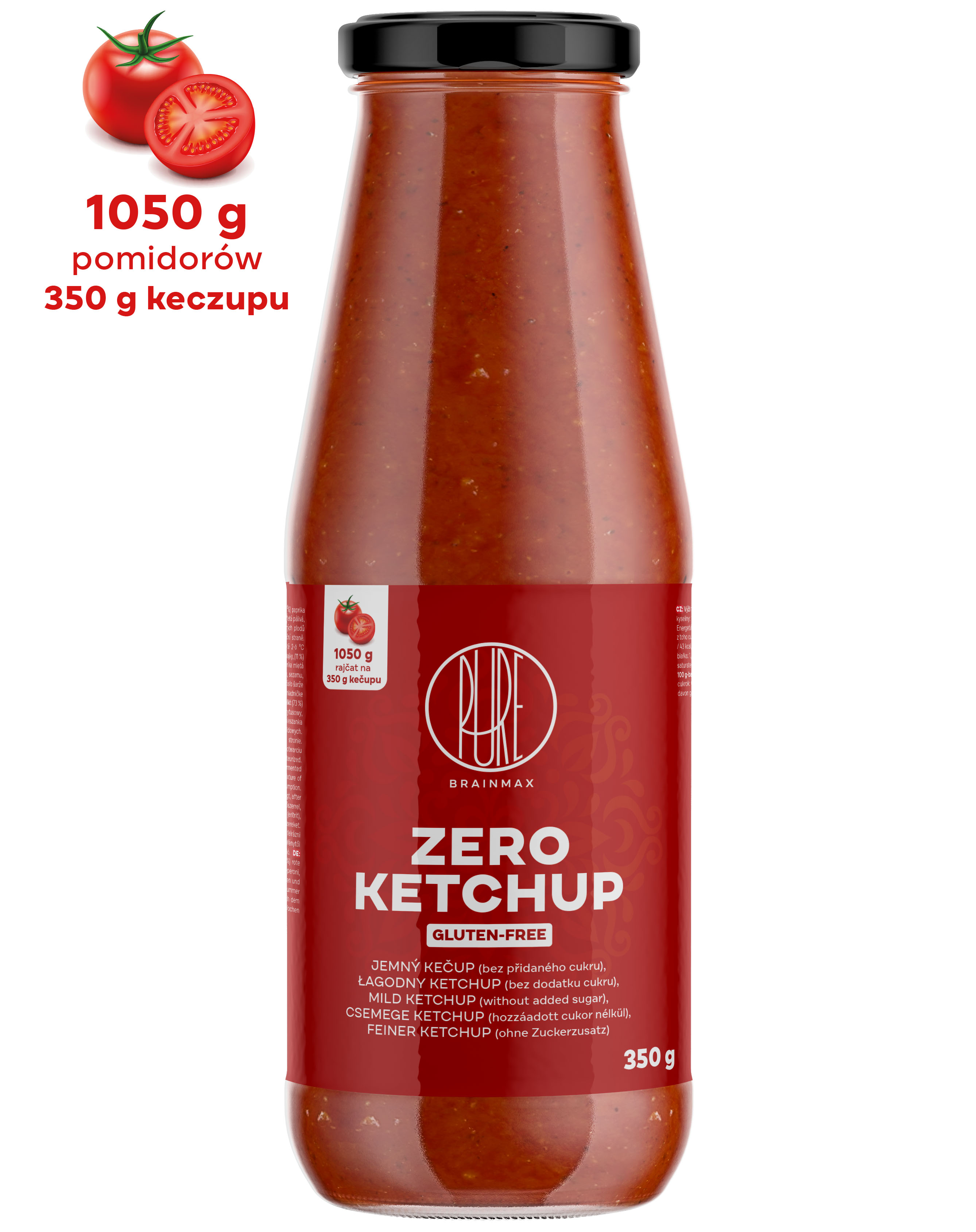 BrainMax Pure Ketchup - ZERO (sladký kečup s erythritolem), 350 g