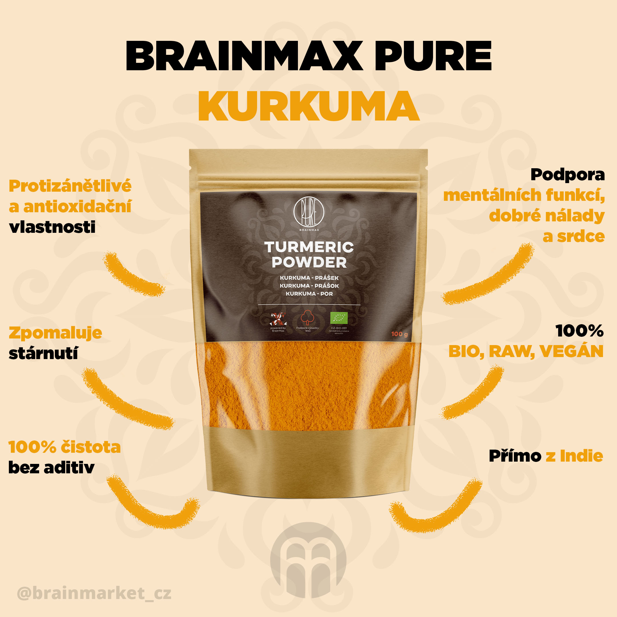 BrainMax Pure Kurkuma BIO prášek, sampler, 15 g Obrázek