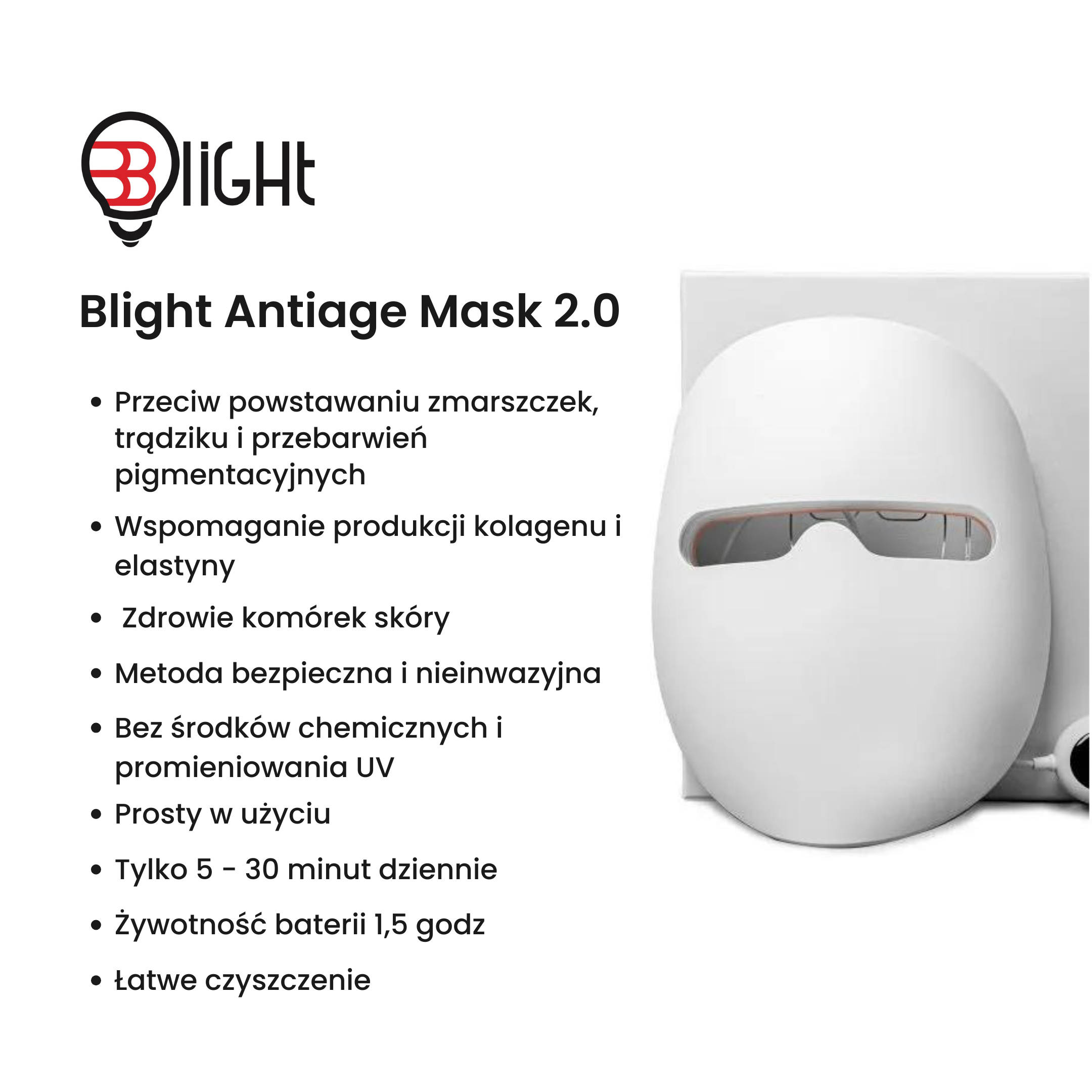 Blight Antiage Mask, Ošetřující LED maska na obličej Obrázek
