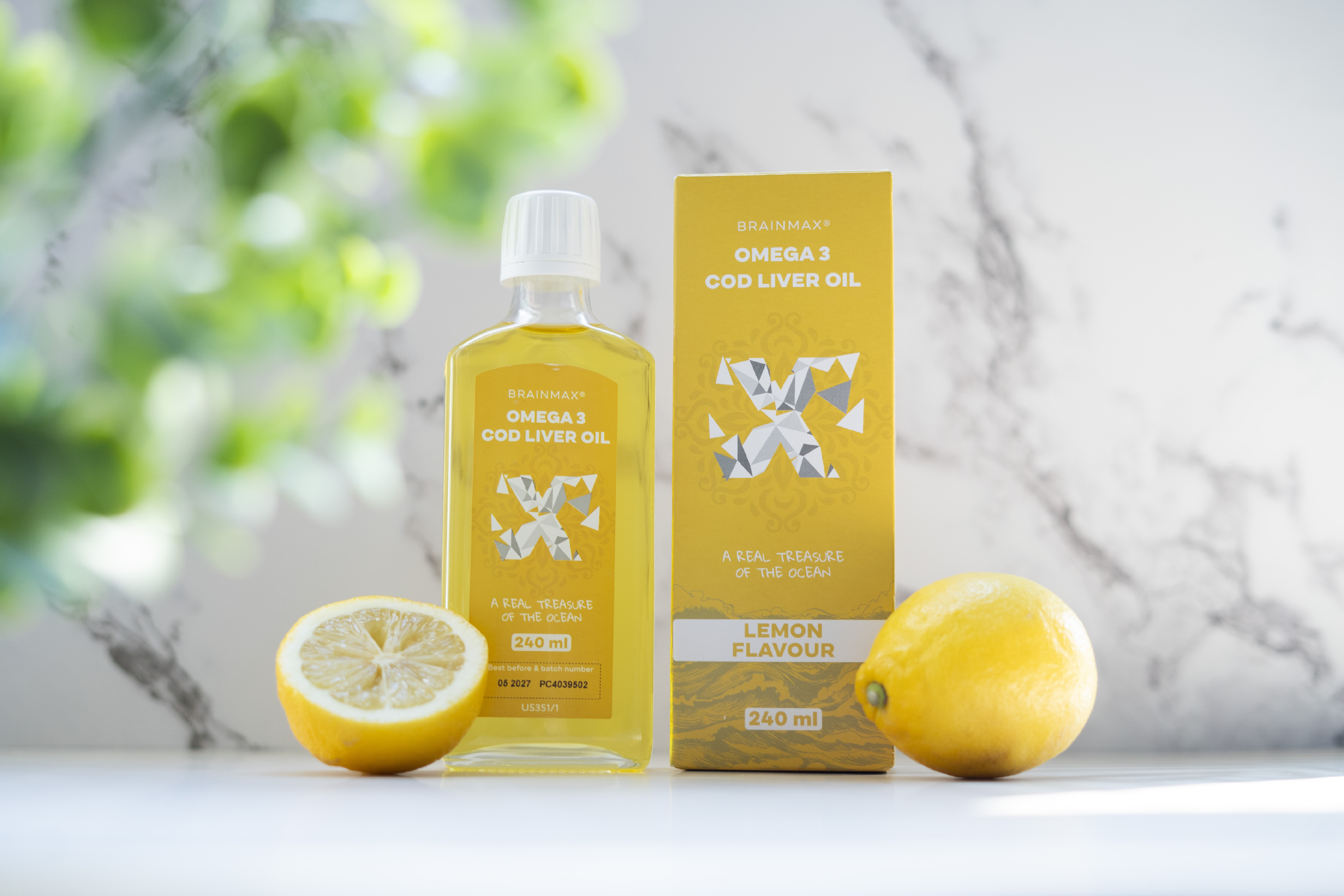 BrainMax Omega 3, Olej z tresčích jater, citrón, 240 ml Obrázek