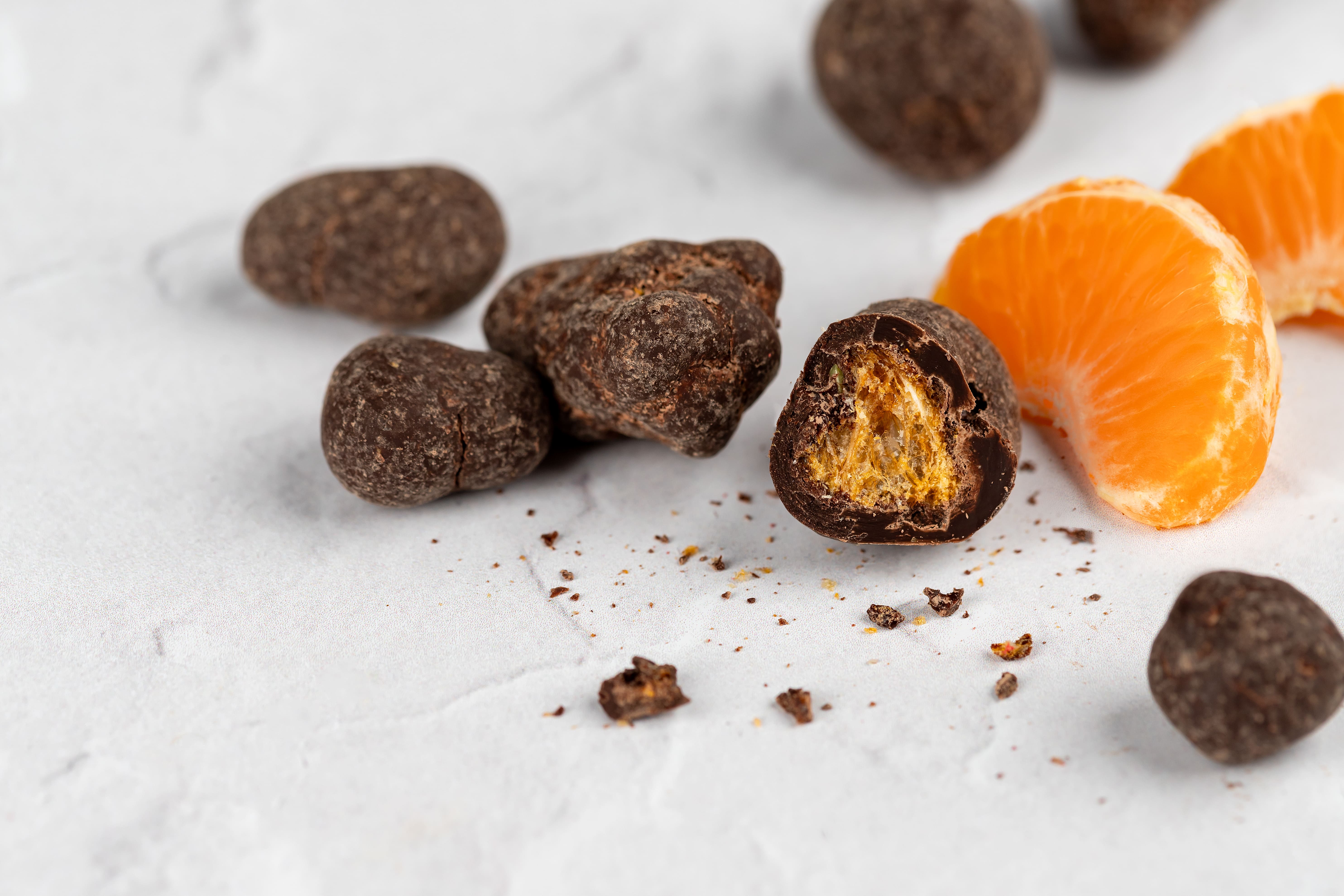 BrainMax Pure Lyofilizované mandarinky v hořké čokoládě, 215 g Obrázek