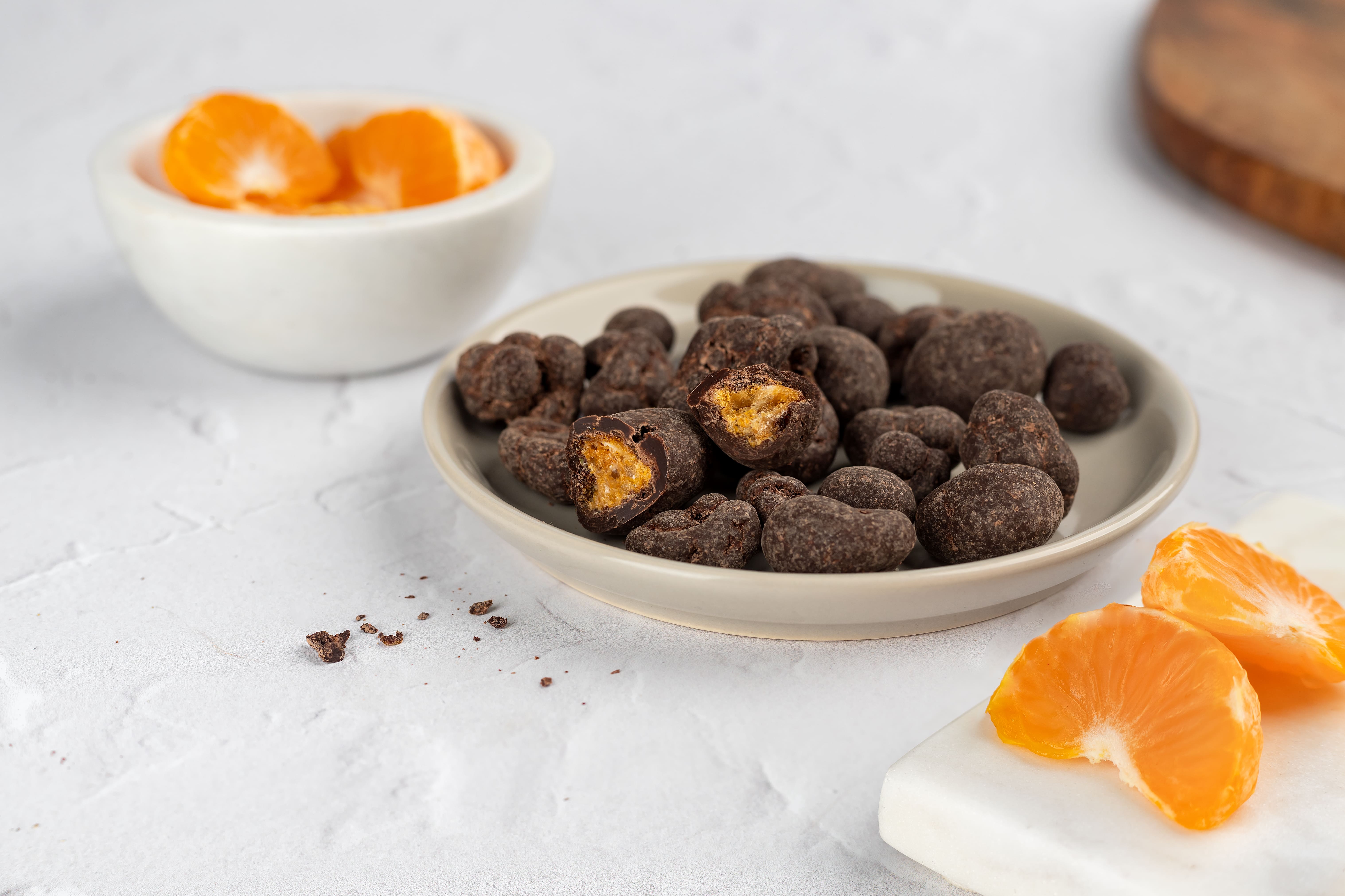 BrainMax Pure Lyofilizované mandarinky v hořké čokoládě, 215 g Obrázek
