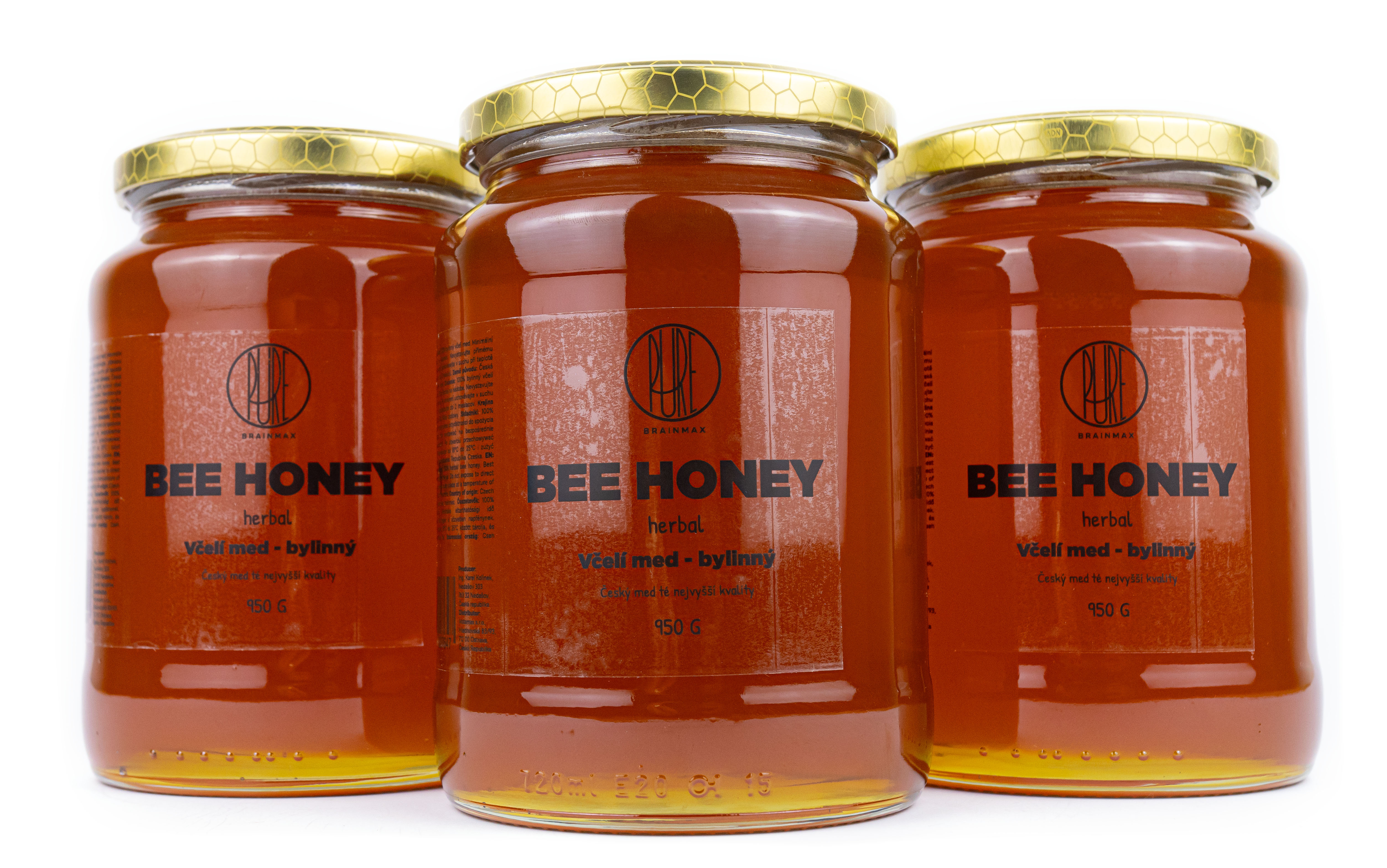 BrainMax Pure Včelí med bylinný, 950 g Obrázek