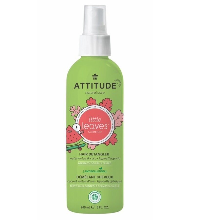 Attitude - Sprej pro snadné rozčesávání dětských vlásků, Little leaves s vůní melounu a kokosu, 240 ml
