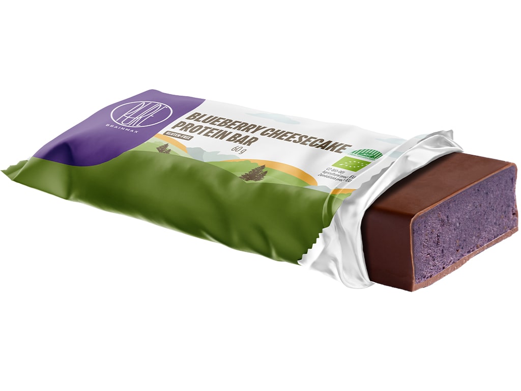 BrainMax Pure Proteinová tyčinka, Borůvkový cheesecake, 60 g Obrázek