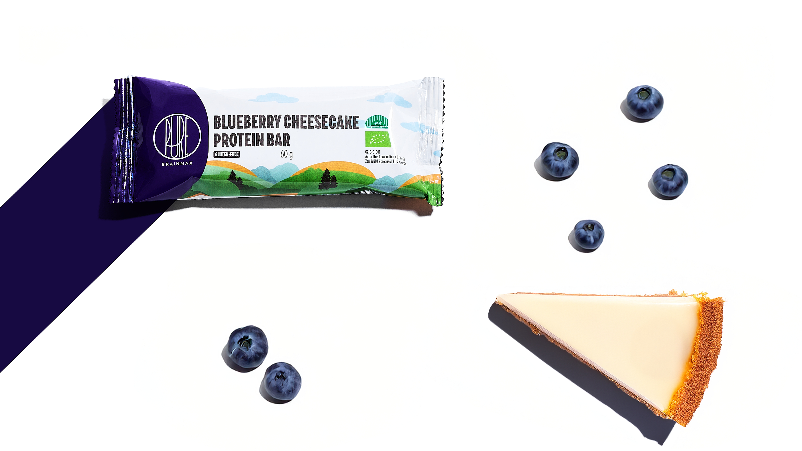 BrainMax Pure Proteinová tyčinka, Borůvkový cheesecake, 60 g