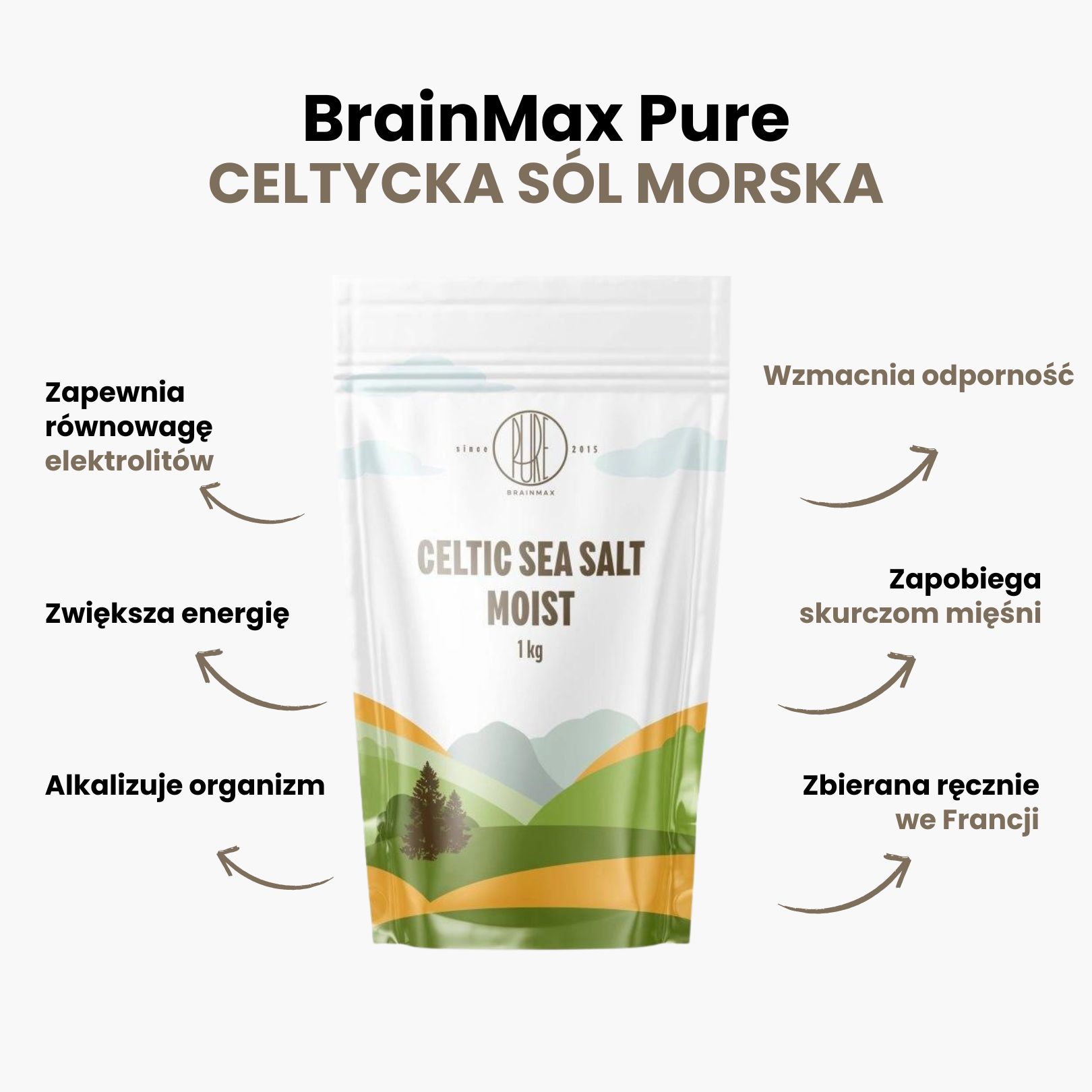 BrainMax Pure Keltská mořská sůl, vlhká, 1000 g