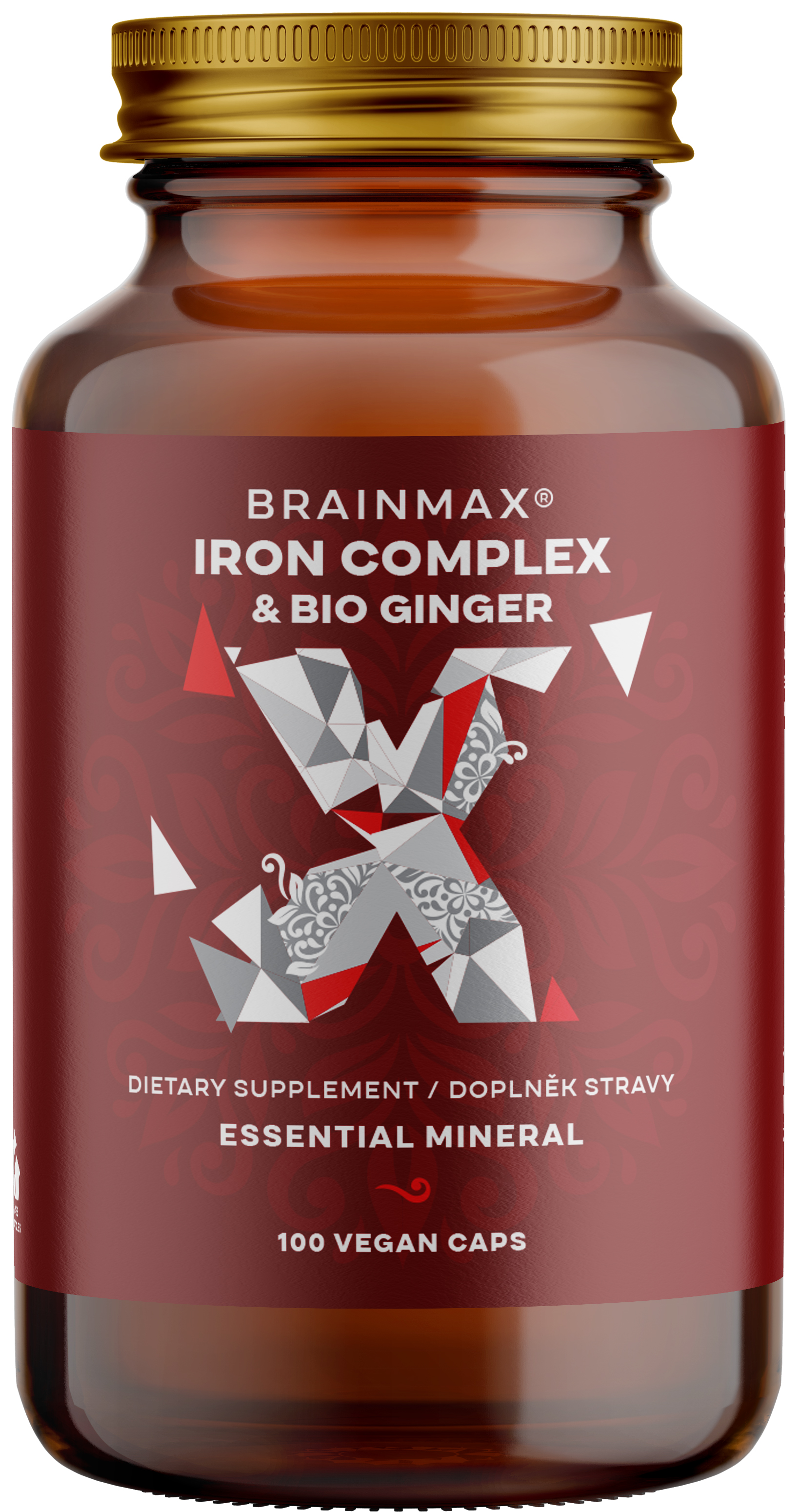 BrainMax Iron Complex, železo bisglycinát, 25 mg, 100 rostlinných kapslí Obrázek