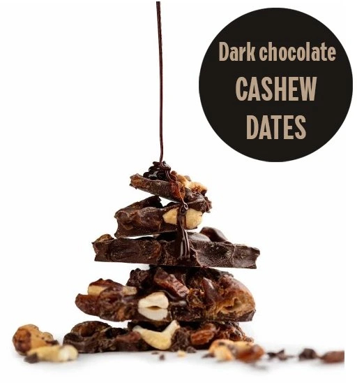 BrainMax Pure Lámaná čokoláda hořká, kešu a datle, BIO, 125 g Obrázek