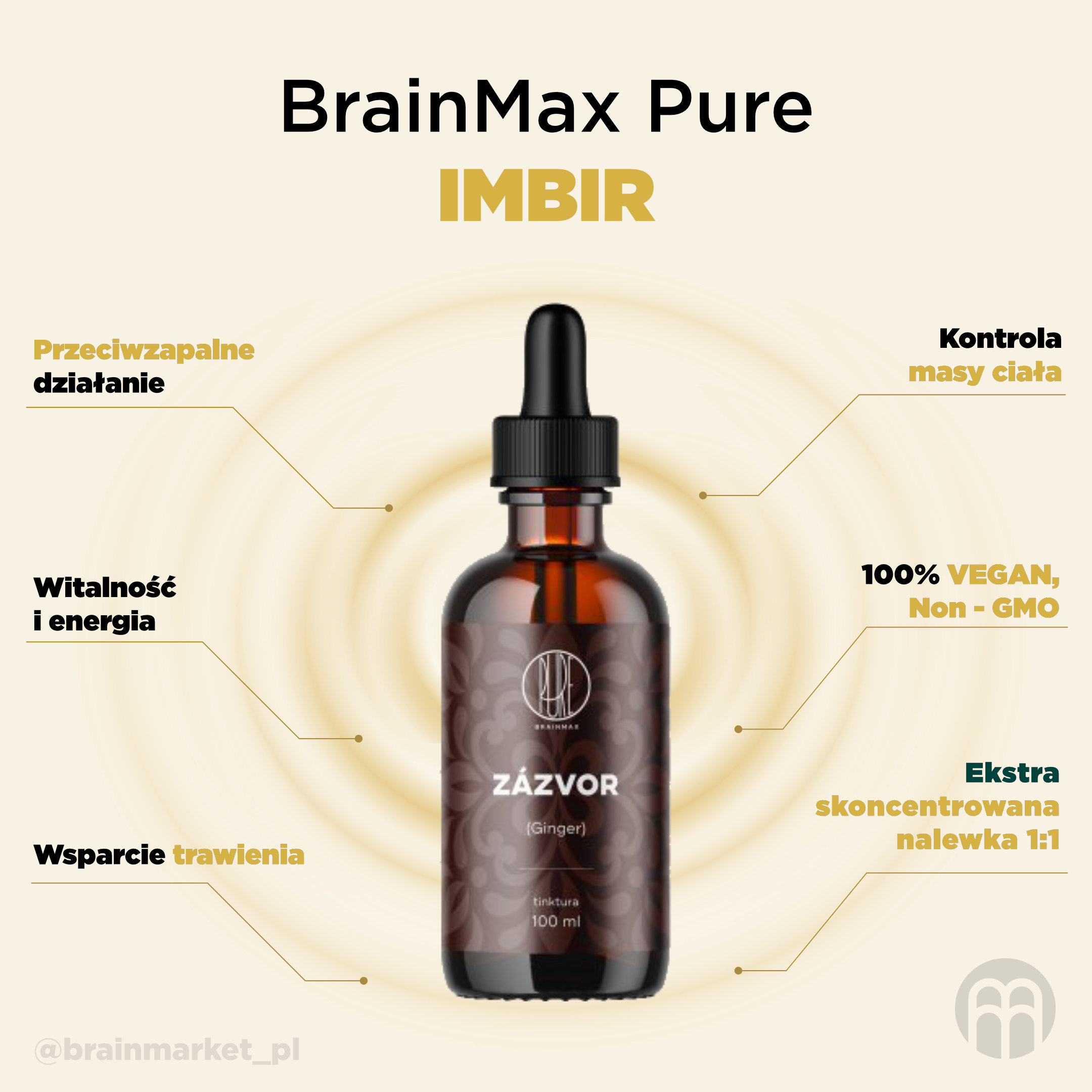 BrainMax Pure Zázvor, Ginger, tinktura 1:1, 100 ml Obrázek