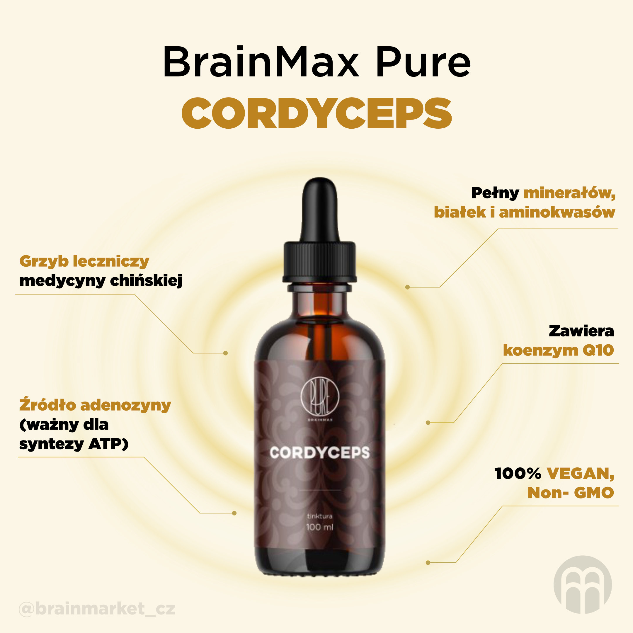 BrainMax Pure Cordyceps tinktura 1:3, 100 ml Obrázek
