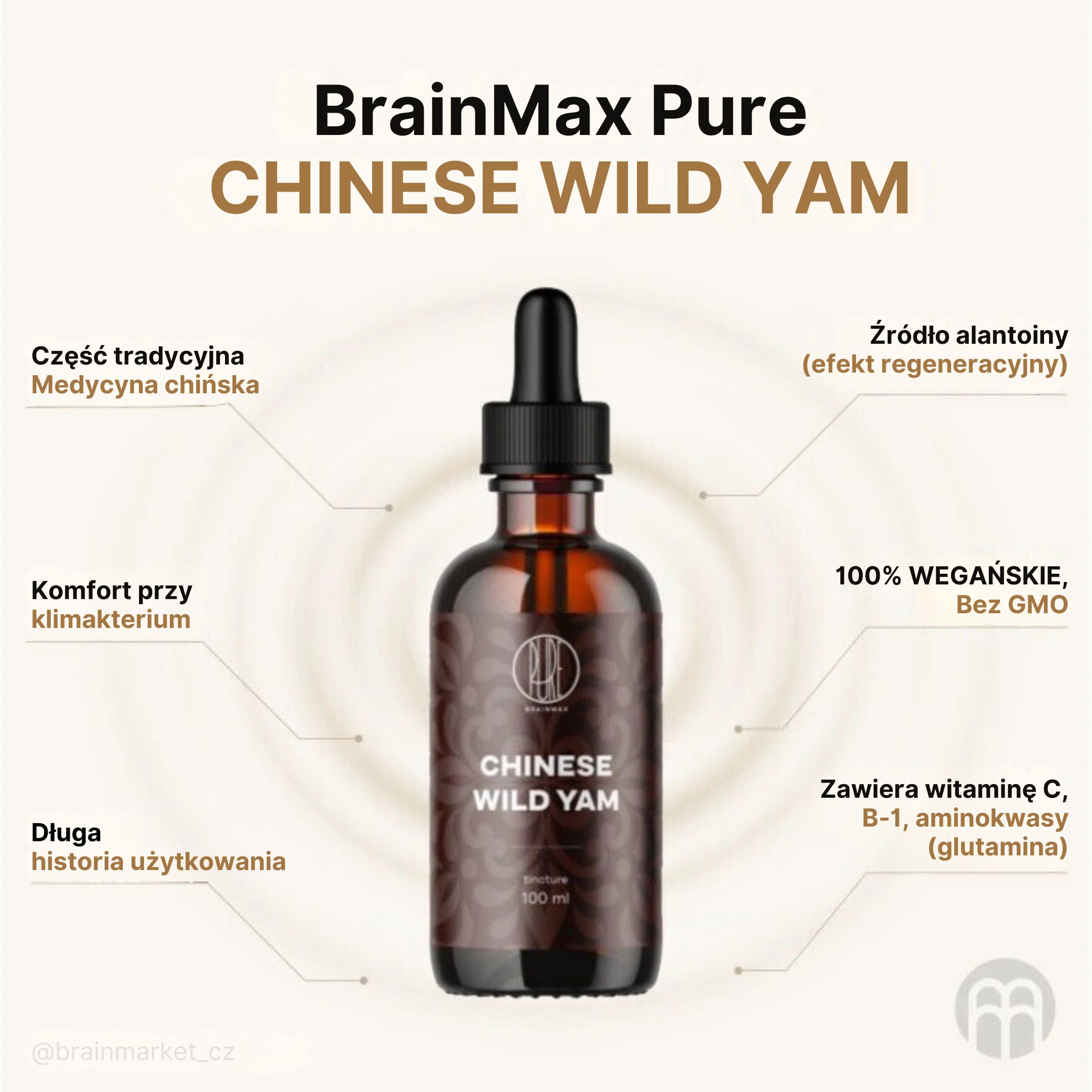 BrainMax Pure Chinese Wild yam tinktura 1:3, 100 ml Obrázek