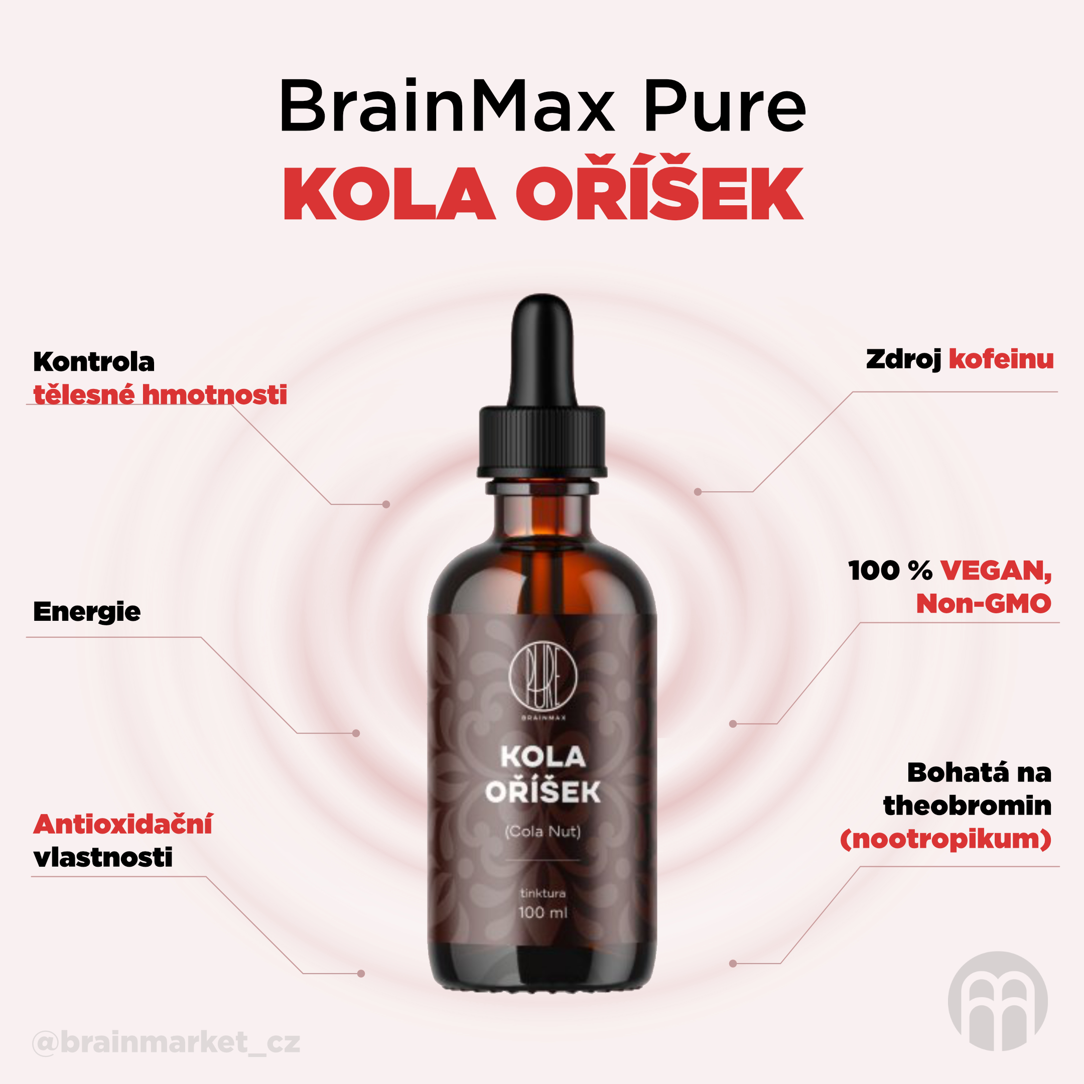 BrainMax Pure Kola oříšek (Cola Nut) tinktura 1:5, 100 ml Obrázek