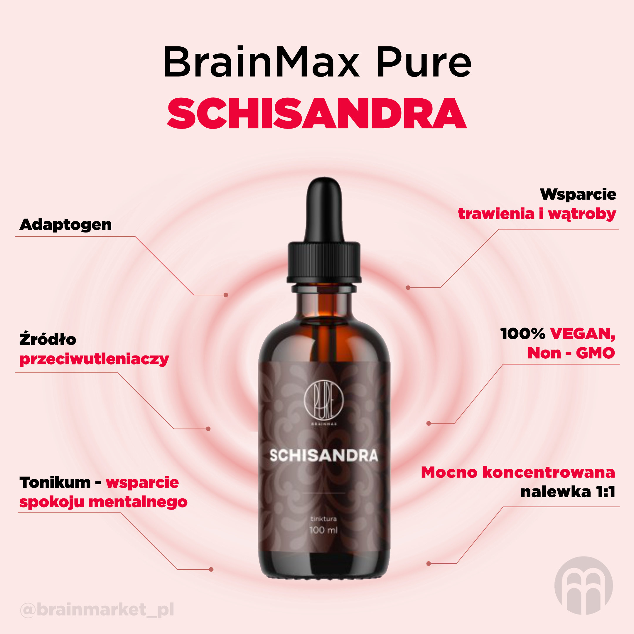 BrainMax Pure Schisandra tinktura 1:1, 100 ml Obrázek