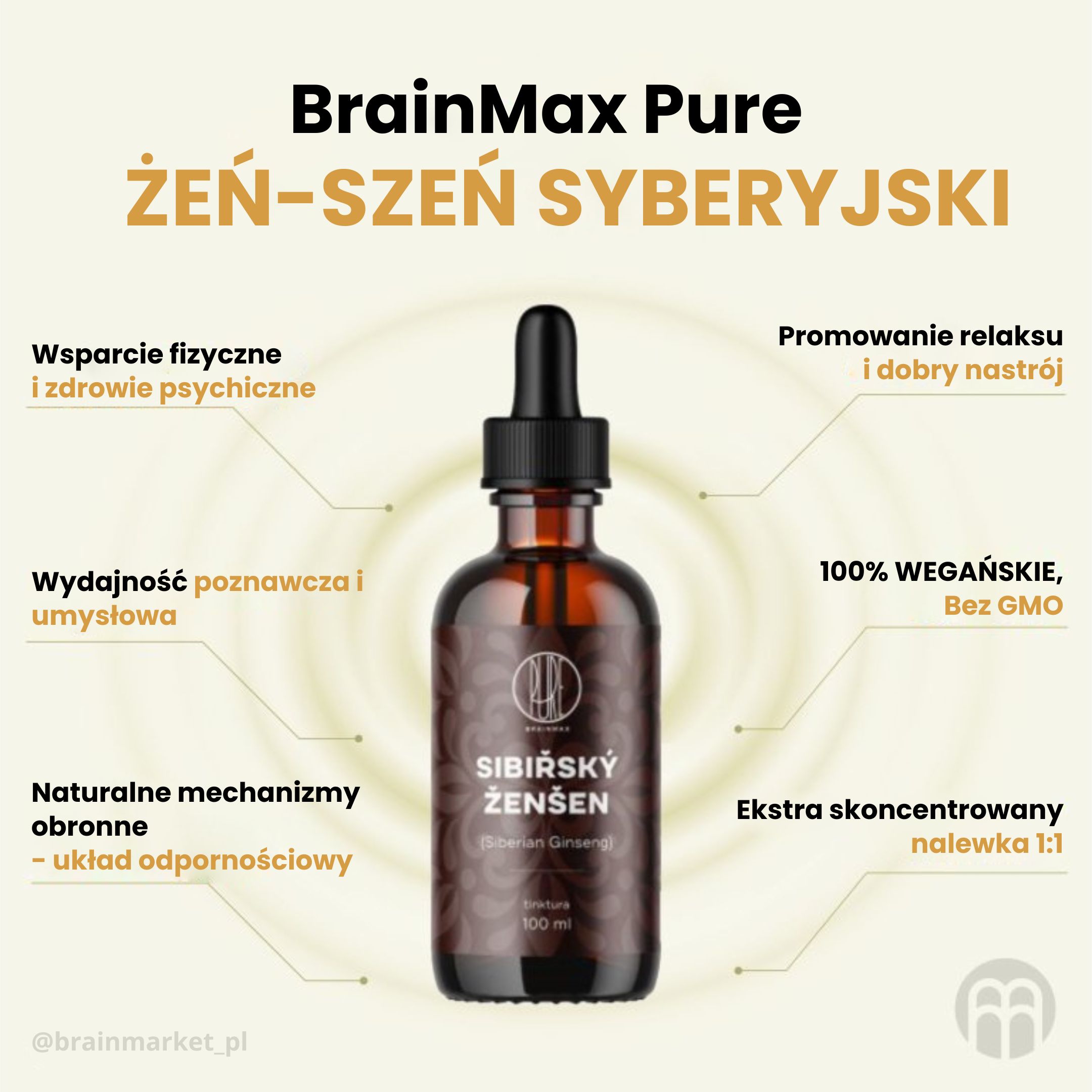 BrainMax Pure Sibiřský ženšen (Siberian Ginseng) tinktura 1:1, 100 ml Obrázek