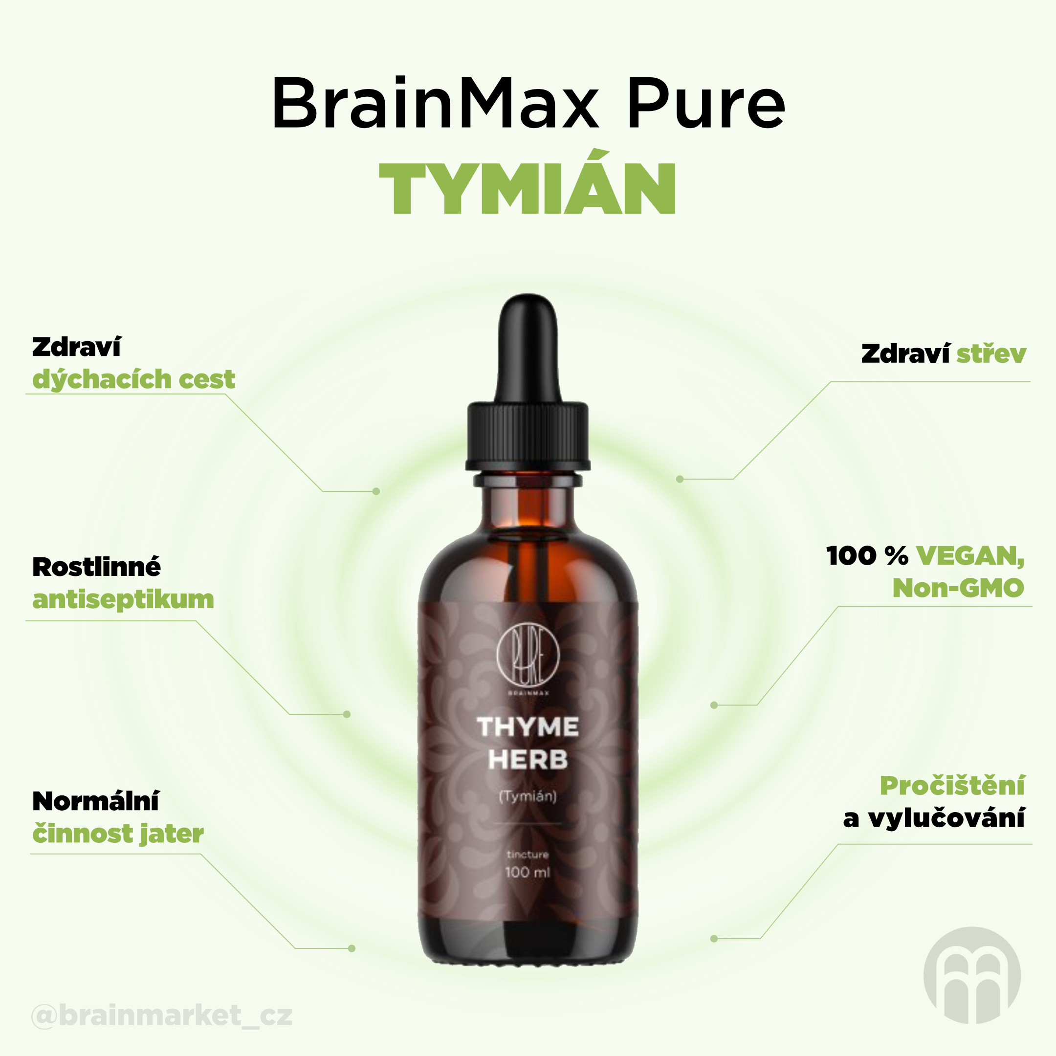 BrainMax Pure Tymián tinktura 1:3, 100 ml Obrázek