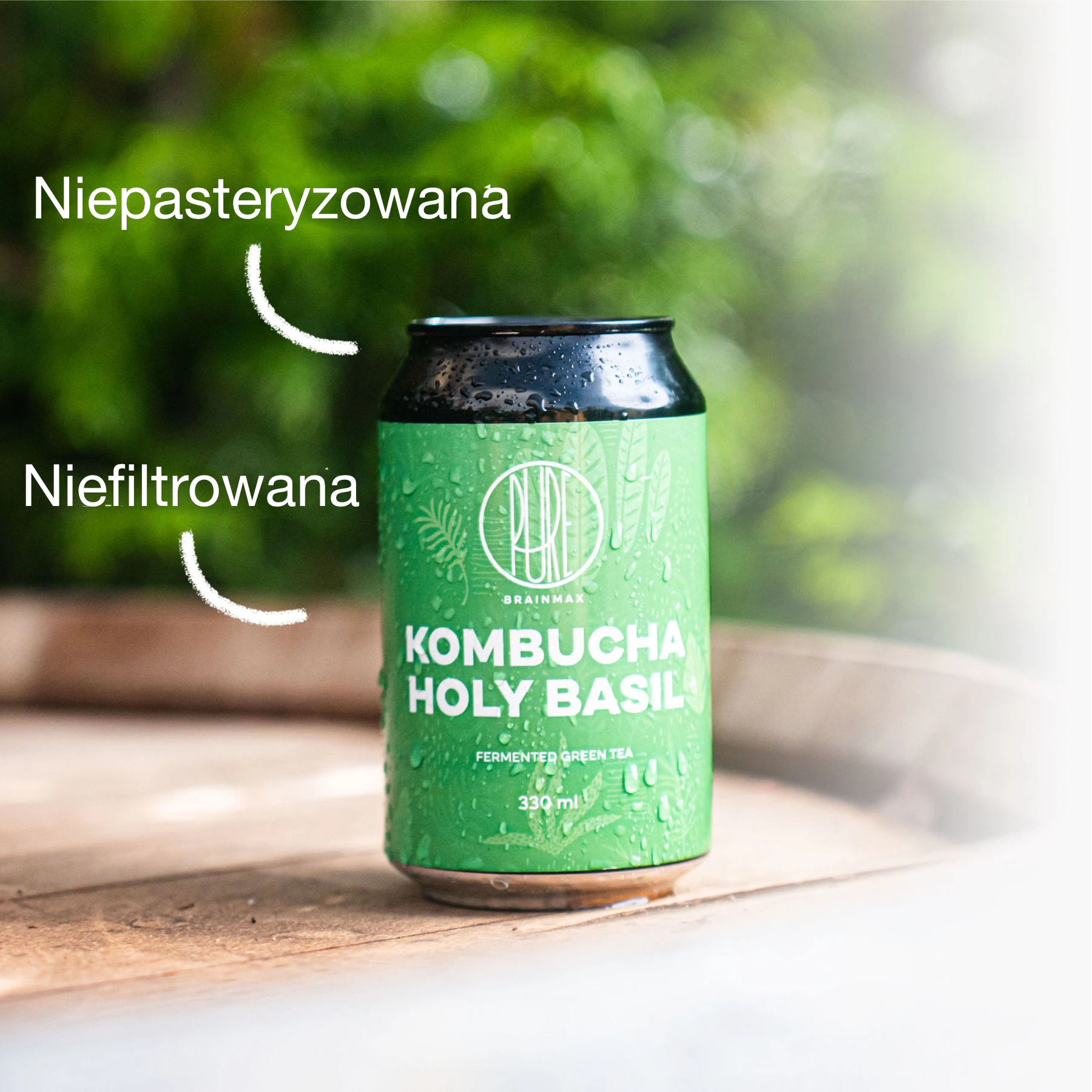 BrainMax Pure Kombucha, bazalka, 330 ml Obrázek