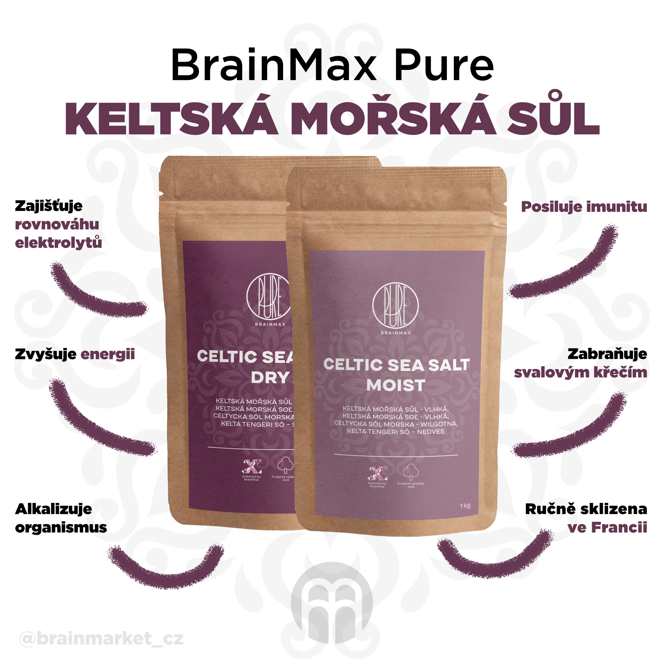BrainMax Pure Keltská mořská sůl, vlhká, 500 g Obrázek