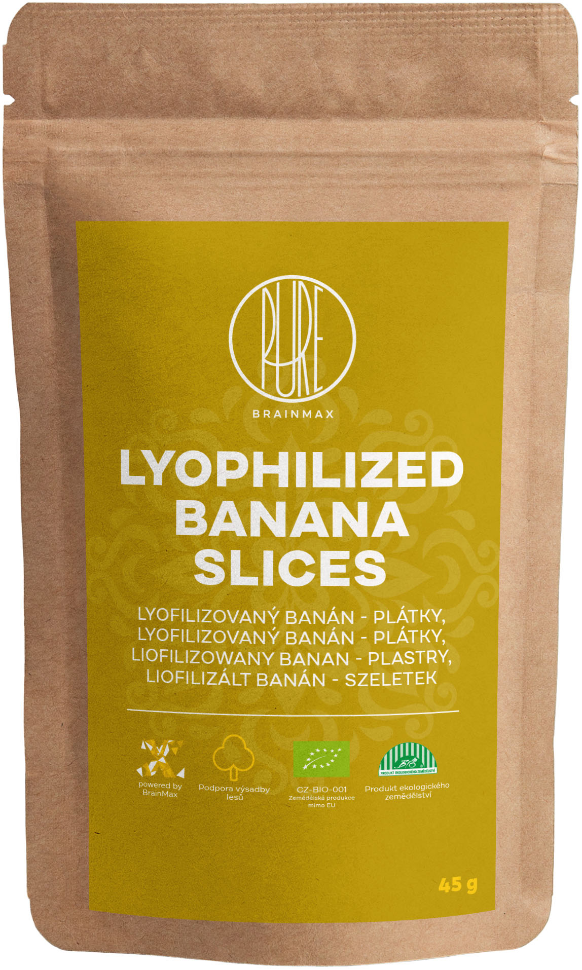BrainMax Pure Lyofilizovaný banán, plátky, BIO, 45 g Obrázek
