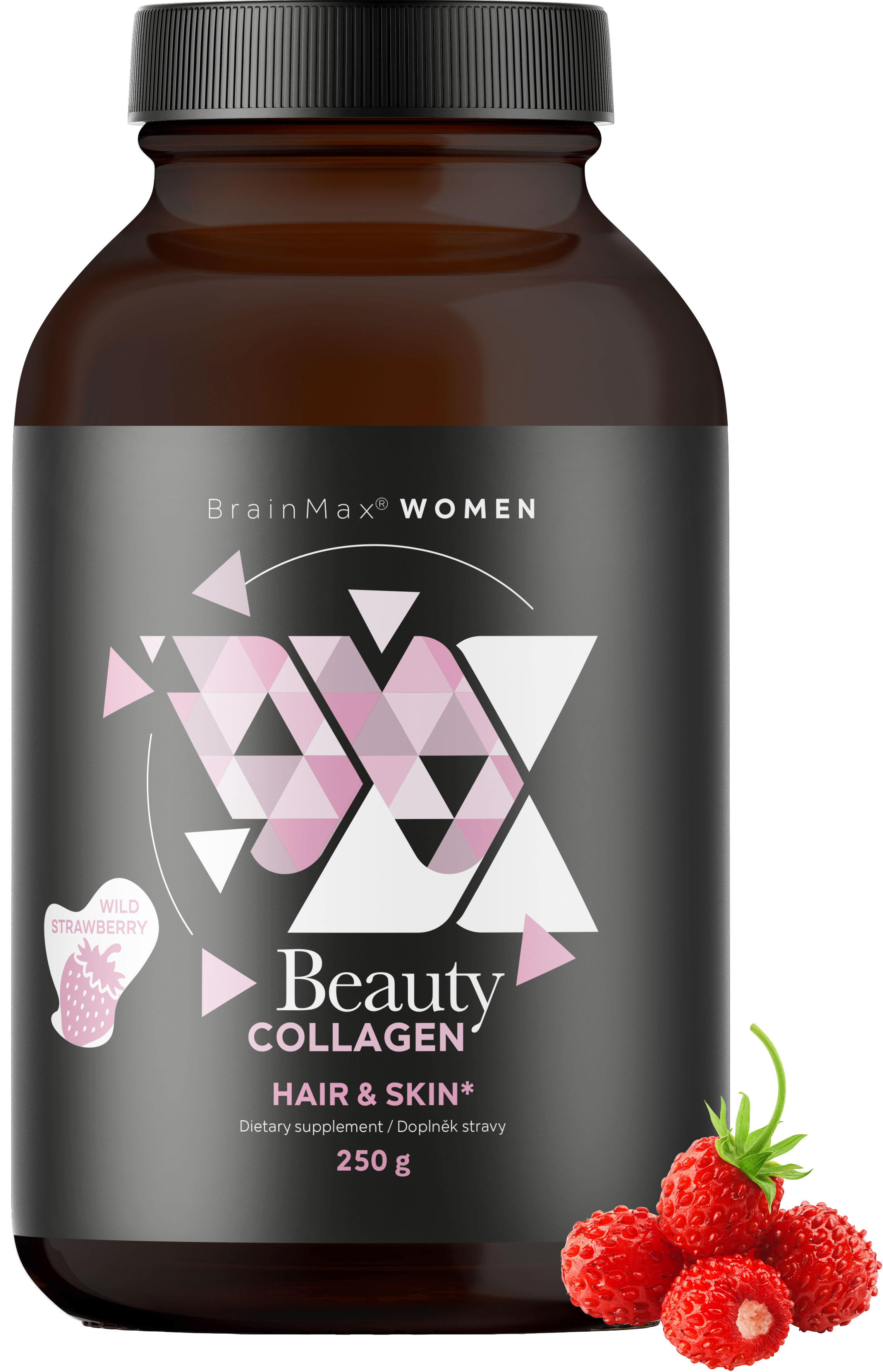 BrainMax Women Beauty Fish Collagen, mořský rybí kolagen Naticol®, 250 g Příchuť: Lesní jahoda Obrázek