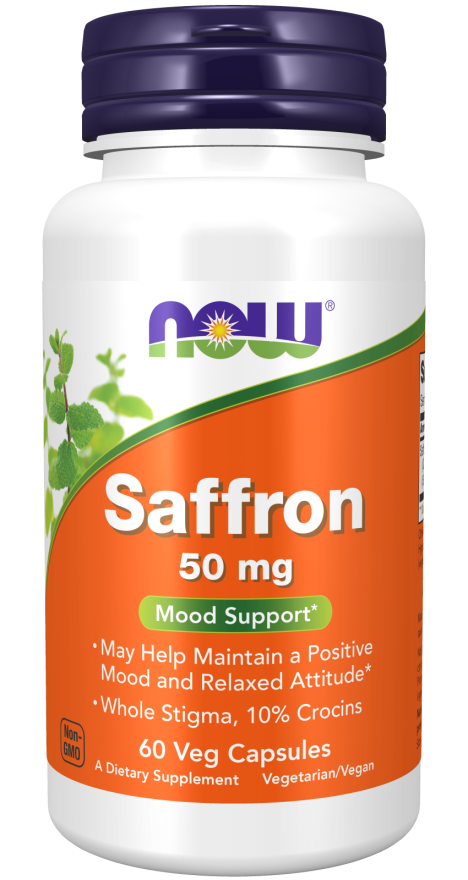 NOW® Foods NOW Saffron, šafrán, 50 mg, 60 rostlinných kapslí