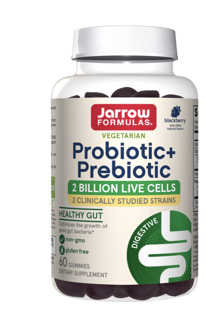 Jarrow Formulas Probiotic + prebiotic, probiotika a prebiotika, černý rybíz, 50 gumových bonbónů