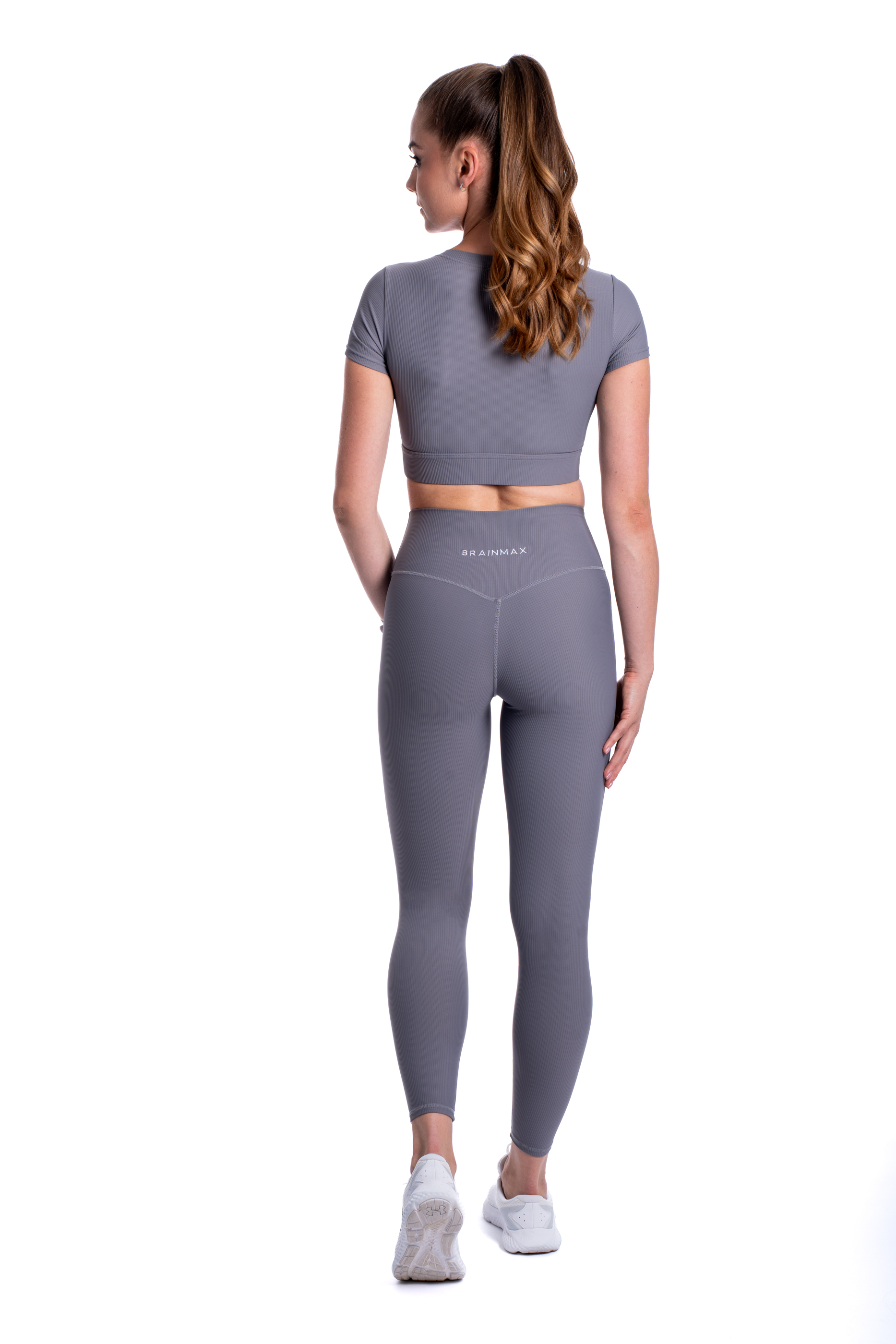 BrainMax magas derekú bordás leggings, egyszerű szürke Méret: XXL Obrázek