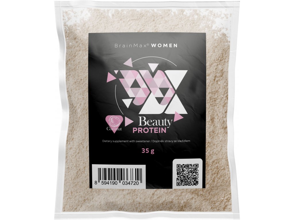BrainMax Women Beauty Protein, protein pro ženy s kolagenem, keratinem a vitamíny, 35 g, 1 dávka Príchuť: Kokos