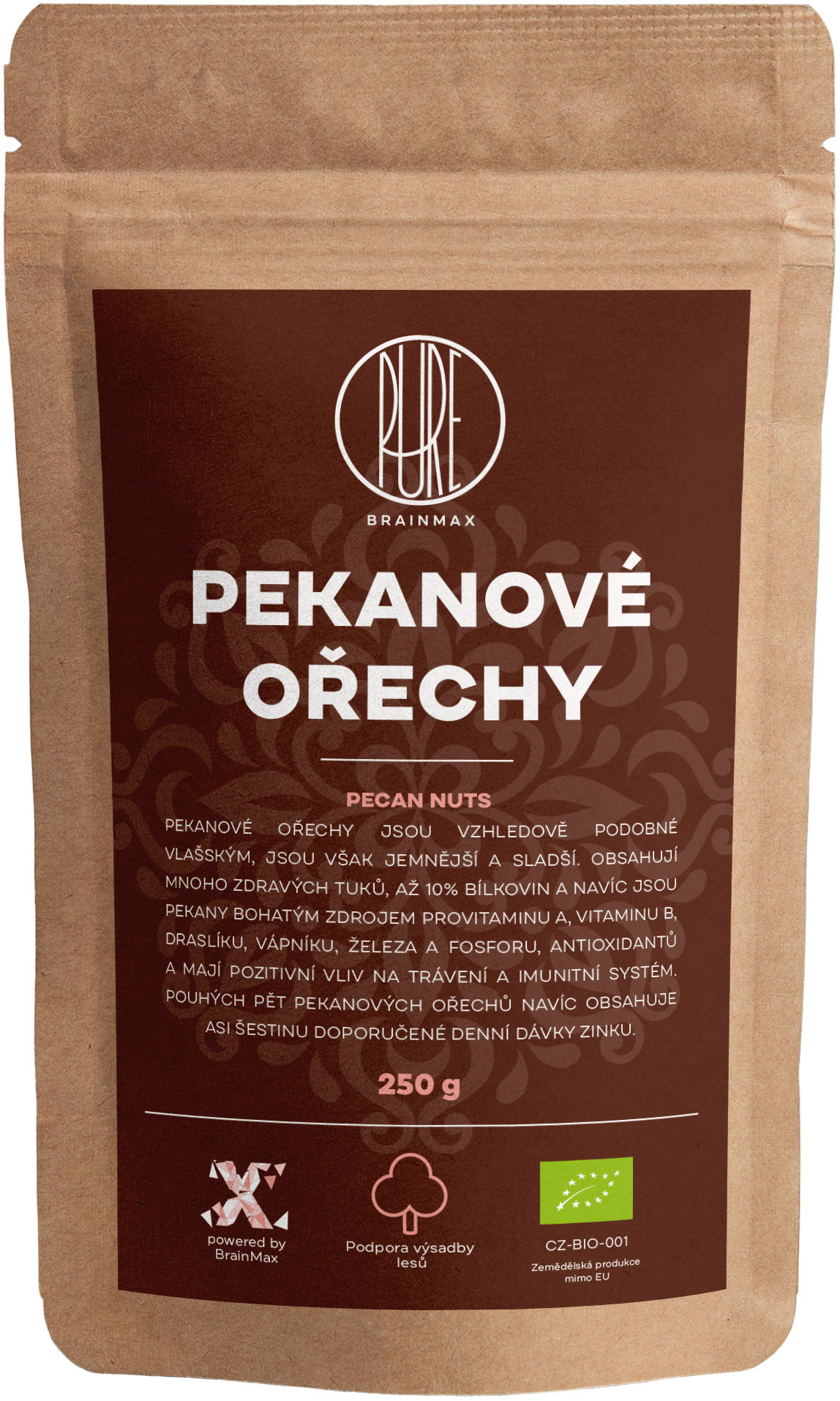 BrainMax Pure Pekanové ořechy BIO, 250 g