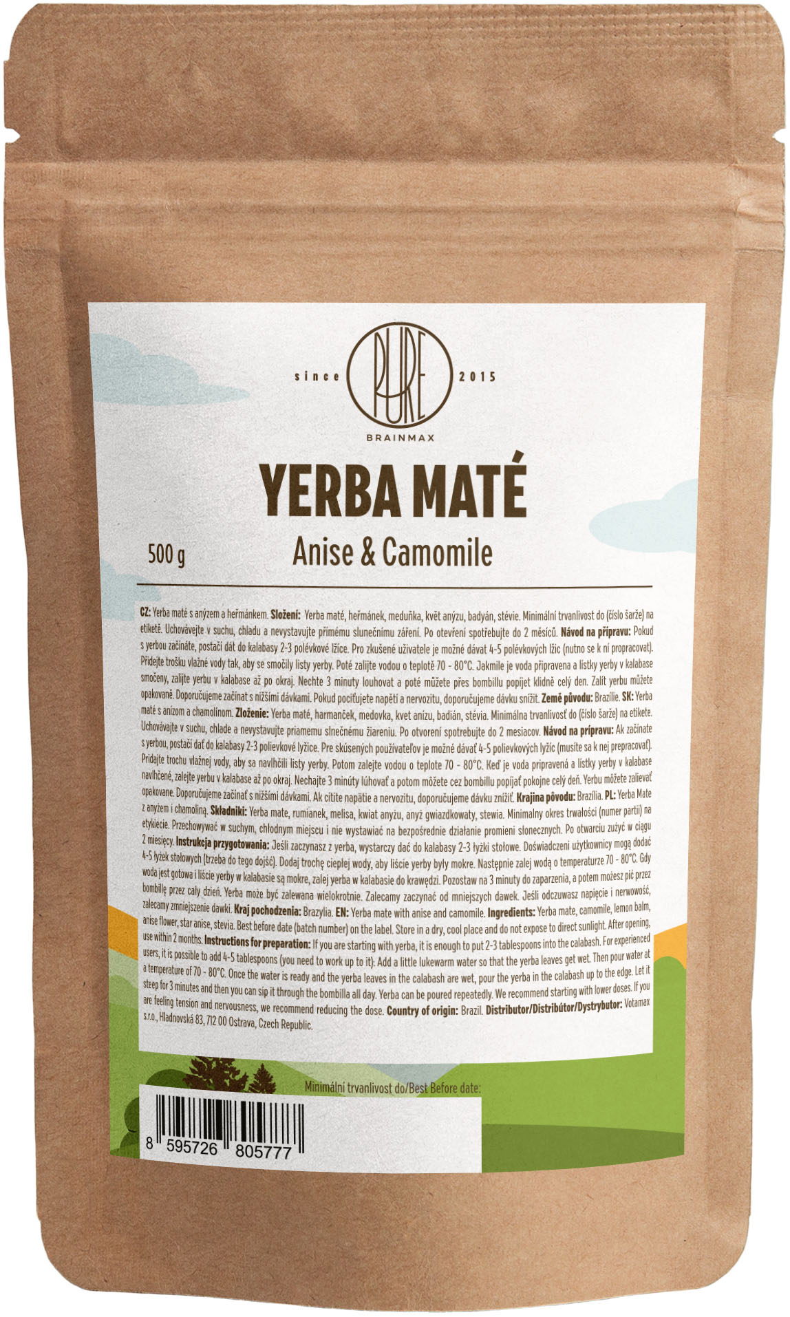BrainMax Pure Yerba Maté, ánizs és kamilla, 500 g