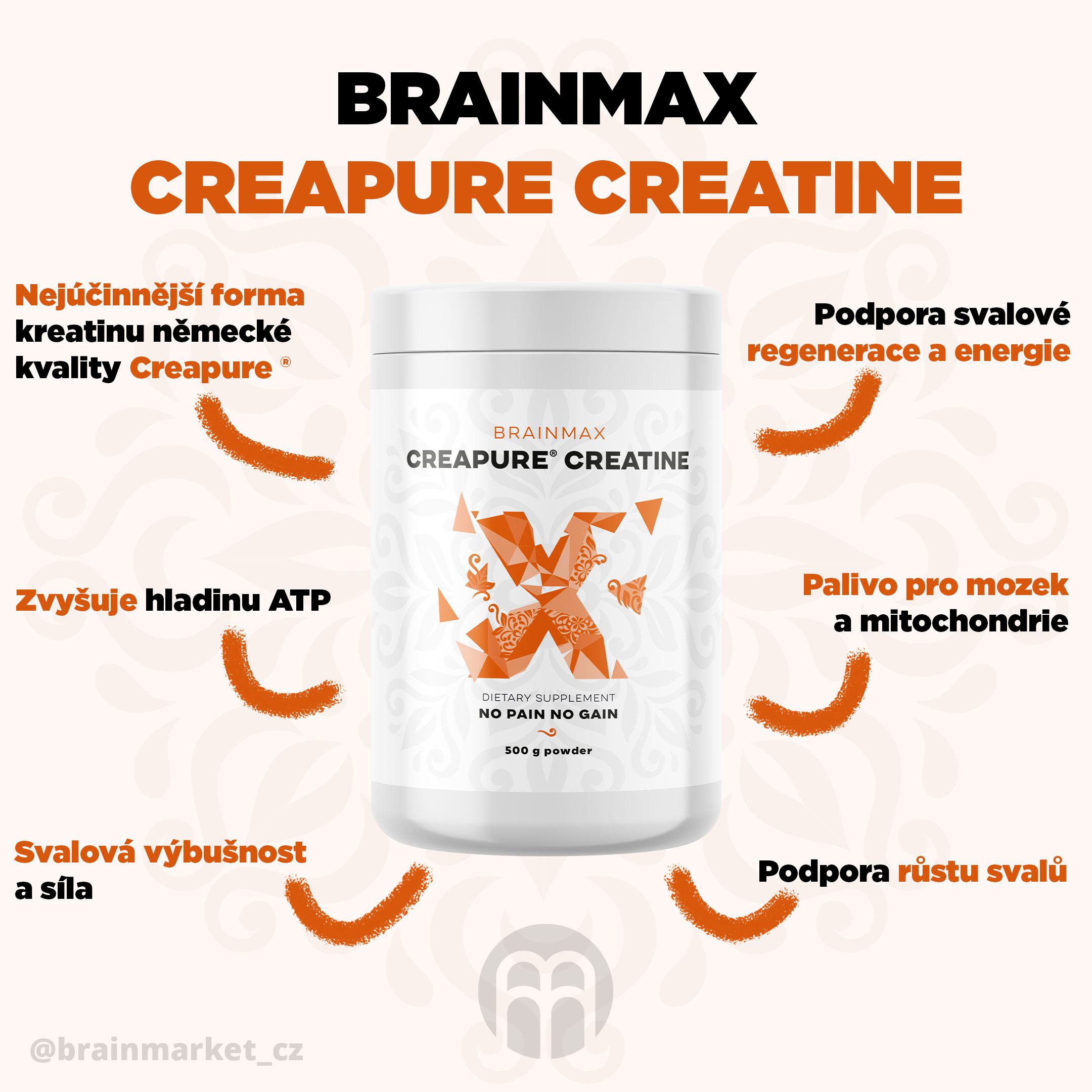 BrainMax Creatine (Creapure®), Kreatin monohydrát, 500 g Obrázek