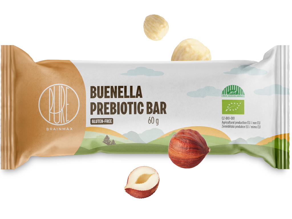 BrainMax Pure® Prebiotic Bar, Buenella, baton prebiotyczny z błonnikiem, BIO, 60 g