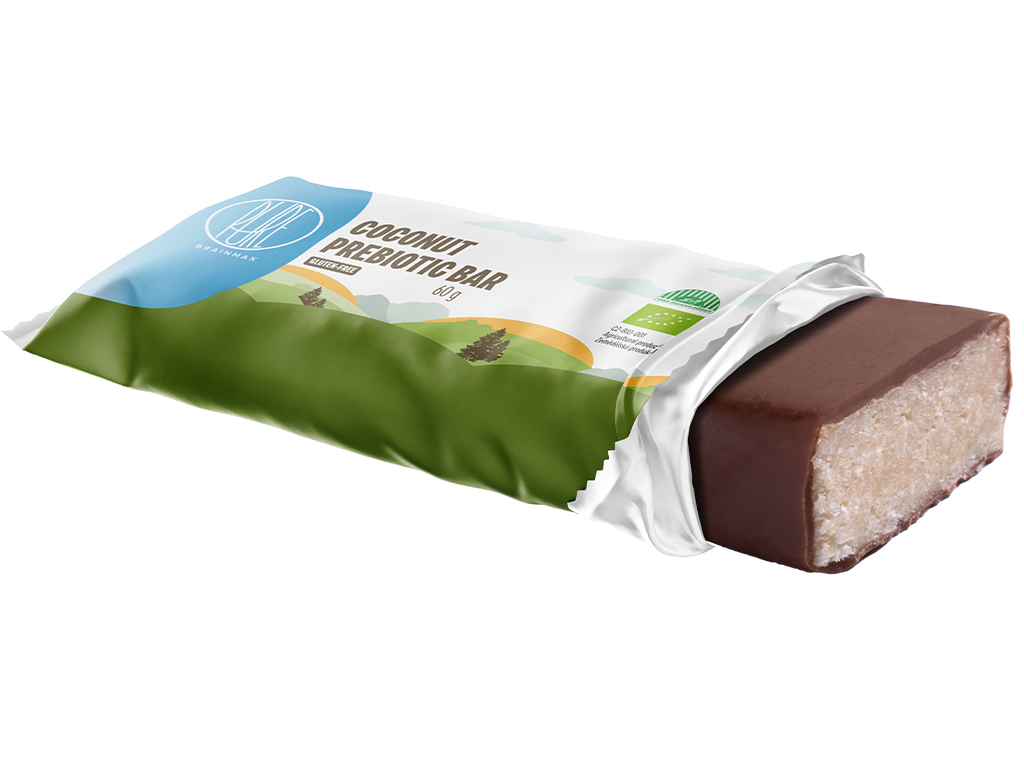BrainMax Pure Coconut Prebiotic Bar, tyčinka s vlákninou, Kokos, BIO, 60 g Obrázek