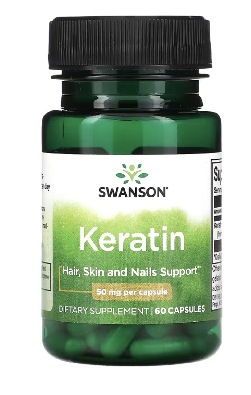 Swanson Keratin, 50 mg, 60 kapslí