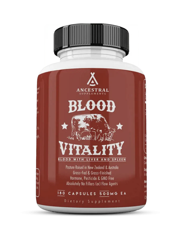 Ancestral Supplements, Grass-fed Beef Blood, hovězí krev, 180 kapslí, 30 dávek