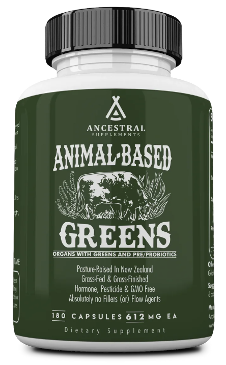 Newtraceuticals Ancestral Supplements, Animal-Based Greens, Superpotraviny s probiotiky, 180 kapslí, 30 dávek